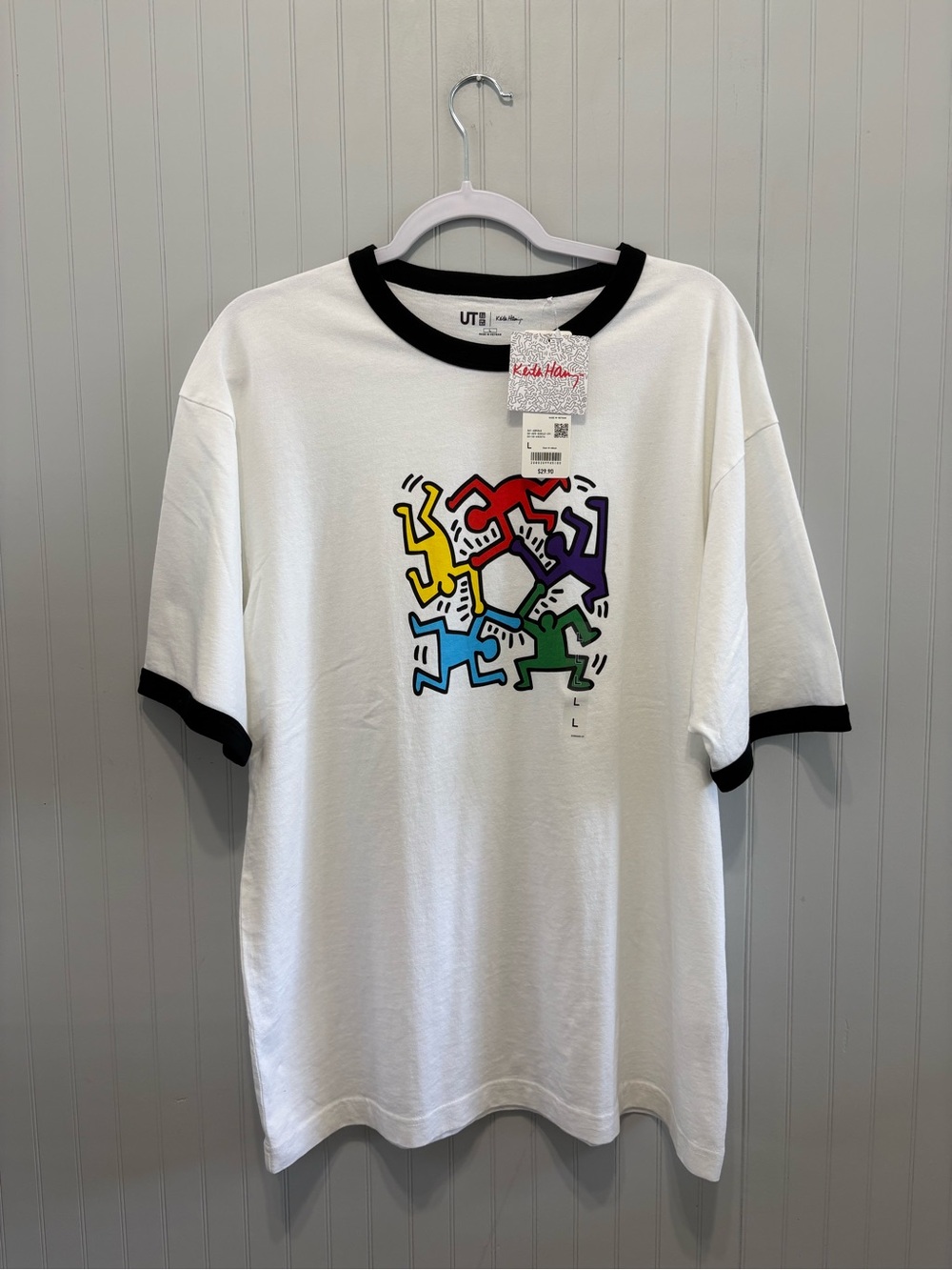 UNIQLO Keith Haring White Ringer T-Shirt Size L